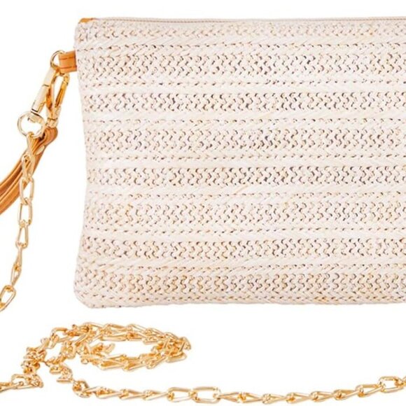 Crossbody Summer Bag for Women Beach Straw Purse with Strap - Picture 1 of 7